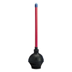 Toilet Plunger, 18" Plastic Handle, 5.63" dia, Red/Black, 6/Carton