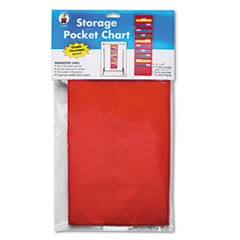 Storage Pocket Chart with 10 13 1/2 x 7 Pockets, Hanger Grommets, 14 x 47