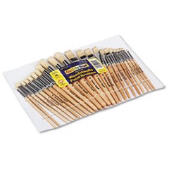 Preschool Brush Set, Sizes 1-12, Natural Bristle, Flat; Round Profiles, 24/Set