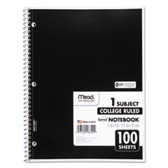 Spiral Notebook, 3-Hole Punched, 1-Subject, Medium/College Rule, Randomly Assorted Cover Color, (100) 11 x 8 Sheets