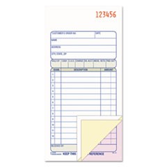 3-Part Sales Book, Three-Part Carbonless, 3.25 x 7.13, 50 Forms Total