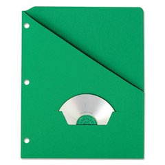 Essentials Slash Pocket Project Folders, 3 Holes, Letter, Green, 25/Pack