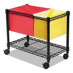 Wire Mobile File, Metal, 1 Shelf, 2 Bins, 14