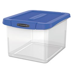 Heavy Duty Plastic File Storage, Letter/Legal Files, 14" x 17.38" x 10.5", Clear/Blue