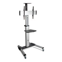 Mobile Floor Stand for 32" to 70" Flat Panel Monitors, Tilt Range: -12 deg to +5 deg, 32.6" x 27.6" x 81.5", 110 lb Capacity