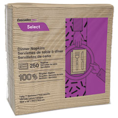 Select Dinner Napkins, 1-Ply, 16 x 15.5, Natural, 250/Pack, 12 Packs/Carton