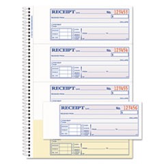 TOPS Money/Rent Receipt Book, Two-Part Carbon, 7 x 2.75, 4 Forms/Sheet, 200 Forms Total