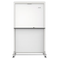 Motion Dual-Track Mobile Magnetic Dry-Erase Easel, 40.5 x 34, White Surface, White Aluminum Frame