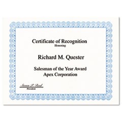 Parchment Paper Certificates, 8-1/2 x 11, Blue Conventional Border, 50/Pack