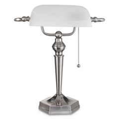 Banker's Lamp, Post Neck, 10"w x 13.38"d x 16"h, Brushed Nickel