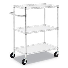 3-Shelf Wire Cart with Liners, 34.5w x 18d x 40h, Silver, 600-lb Capacity