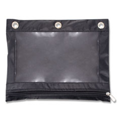 Binder Pencil Pouch, 3-Hole Punched, 10" x 7.38", Black/Clear