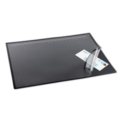 Desk Pad with Transparent Lift-Top Overlay and Antimicrobial Protection, 31" x 20", Black Pad, Transparent Frost Overlay