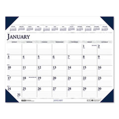 Executive Monthly Desk Pad Calendar, 24 x 19, White/Blue Sheets, Blue Corners, 12-Month (Jan to Dec): 2025