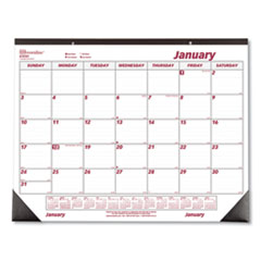 Monthly Desk Pad Calendar, 22 x 17, White/Burgundy Sheets, Black Binding, Black Corners, 12-Month (Jan to Dec): 2025