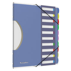 PileSmart Project Sorters, 0.75" Expansion, 10 Sections, Elastic Cord Closure, 1/10-Cut Tabs, Letter Size, Blue