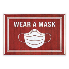 Message Floor Mats, 24 x 36, Red/White, "Wear A Mask"