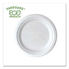 Vanguard Renewable and Compostable Sugarcane Plates, 7" dia, White, 1,000/Carton