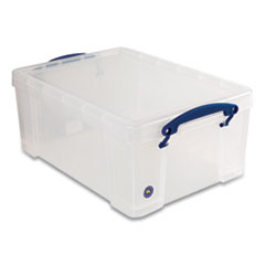 Snap-Lid Storage Bin, 2.37 gal, 10.25" x 14.5" x 6.25", Clear/Blue, 4/Pack