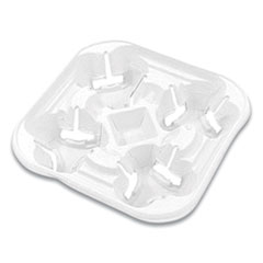 StrongHolder Molded Fiber Cup Tray, 8 oz to 22 oz, Four Cups, White, 300/Carton