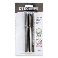 DTEK Counterfeit Detector Pens, U.S. Currency, 3/Pack