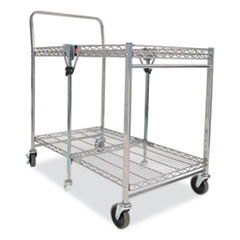 Stowaway Folding Carts, 2 Shelves, 35w x 37.25d x 22h, Chrome, 250 lb Capacity