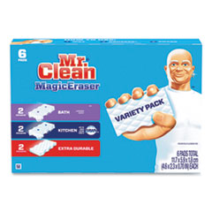 Magic Eraser Variety Pack, Extra Durable; Bath; Kitchen, 4.6 x 2.3, 0.7" Thick, White, 6/Pack, 8 Packs/Carton