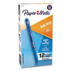 InkJoy Gel Pen, Retractable, Medium 0.7 mm, Blue Ink, Blue Barrel, Dozen