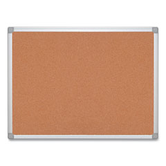 Earth Cork Board, 36" x 24", Tan Surface, Satin Aluminum Frame