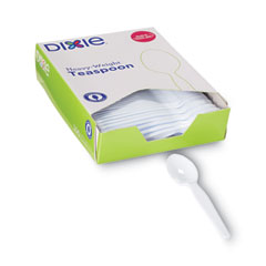 Plastic Cutlery, Heavyweight Teaspoons, White, 100/Box