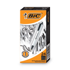 Clic Stic Ballpoint Pen Value Pack, Retractable, Medium 1 mm, Black Ink, White Barrel, 24/Pack