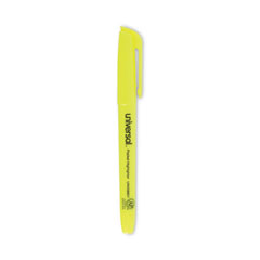 Pocket Highlighters, Fluorescent Yellow Ink, Chisel Tip, Yellow Barrel, Dozen