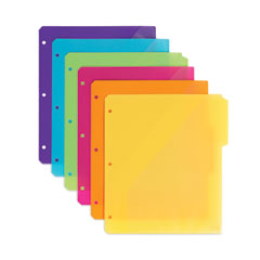 Three-Ring Binder Poly Index Dividers with Pocket, 9.75 x 11.25, Assorted Colors, 30/Box