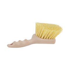 Utility Brush, Cream Polypropylene Bristles, 5.5" Brush, 3" Tan Plastic Handle