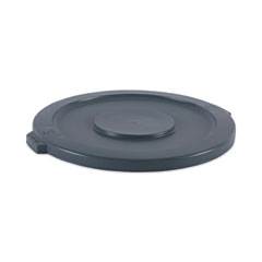 Lids for 32 gal Waste Receptacle, Flat-Top, Round, Plastic, Gray