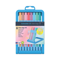 Slider Edge XB Pastel Ballpoint Pens with Convertible Case/Stand, Stick, Extra-Bold 1.4mm, Assorted Ink/Barrel Colors, 8/Set