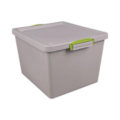 35.4 Qt. Latch Lid Storage Tote, 14.76" x 12.6" x 10.43", Dove Gray/Green