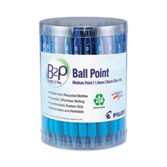 B2P Bottle-2-Pen Recycled Ballpoint Pen, Retractable, Medium 1 mm, Assorted Ink Colors, Translucent Blue Barrel, 36/Pack