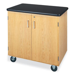 Mobile Storage Cabinet, 1 Adjustable Shelf, 36" x 24" x 36", Black/Oak
