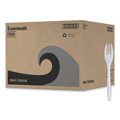 Mediumweight Wrapped Polypropylene Cutlery, Fork, White, 1000/Carton