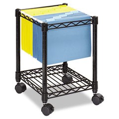 Compact Mobile Wire File Cart, Metal, 1 Shelf, 1 Bin, 15.5