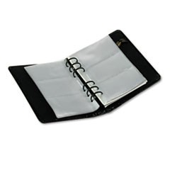Regal Leather Business Card Binder, 120 Card Cap, 2 x 3 1/2 Cards, Black