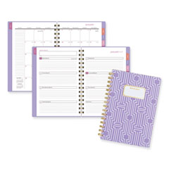 Badge Geo Weekly/Monthly Planner, 8.5 x 6.38, Purple/White/Gold Cover, 13-Month (Jan to Jan): 2024 to 2025