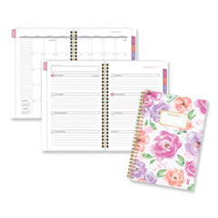 Badge Floral Weekly/Monthly Planner, Floral Artwork, 8.5 x 6.38, White/Multicolor Cover, 13-Month (Jan to Jan): 2024 to 2025