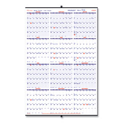 Yearly Wall Calendar, 24 x 36, White/Blue Sheets, 12-Month (Jan to Dec): 2025