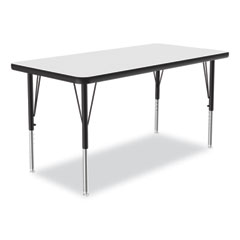 Dry-Erase Markerboard Activity Tables, Rectangular, 48" x 24" x 19" to 29", White Top, Black Legs, 4/Pallet