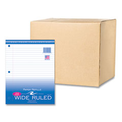 Loose Leaf Paper, 8 x 10.5, 3-Hole Punched, Wide Rule, White, 150 Sheets/Pack, 24 Packs/Carton