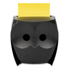 Owl-Shaped Dispenser, For 3 x 3 Pads, Black, Includes 45-Sheet Citron Super Sticky Dispenser Pop-Up Pad