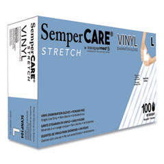 Stretch Vinyl Examination Gloves, Cream, Large, 100/Box, 10 Boxes/Carton