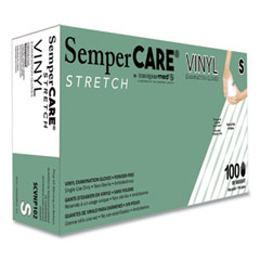 Stretch Vinyl Examination Gloves, Cream, Small, 100/Box